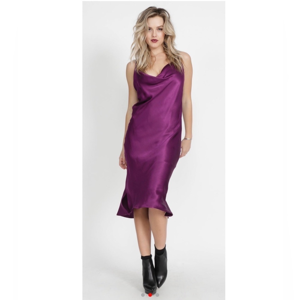 Revolve Gold Hawk Cowl Neck Dress Deep Violet Date Night Medium NWT